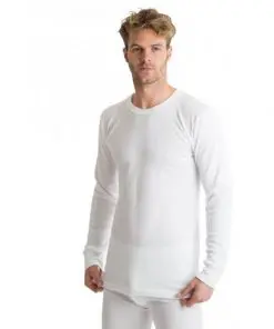 Mens Extra Warm British Made Thermal Underwear Long-Sleeve Vest white