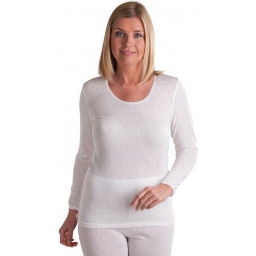 Womens Extra Warm Thermal Underwear Long-Sleeved Vest white