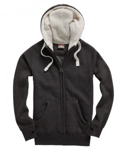 cottonridge F15 Sherpa Fleece Zip Hoodie black melange