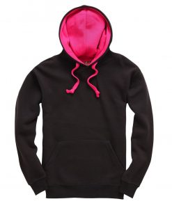 cottonridge W73 premium contrast hoodie black fuchsia