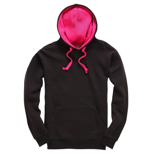 cottonridge W73 premium contrast hoodie black fuchsia