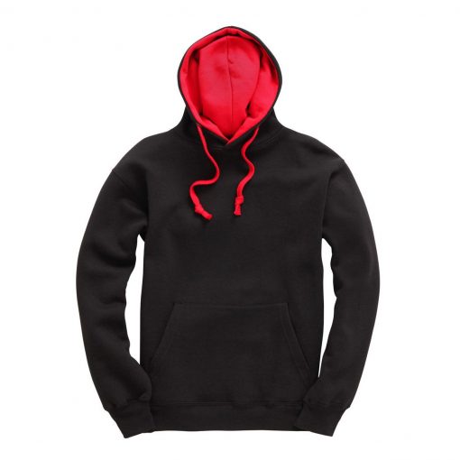 cottonridge W73 premium contrast hoodie black red