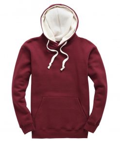 cottonridge W73 premium contrast hoodie burgundy ecru