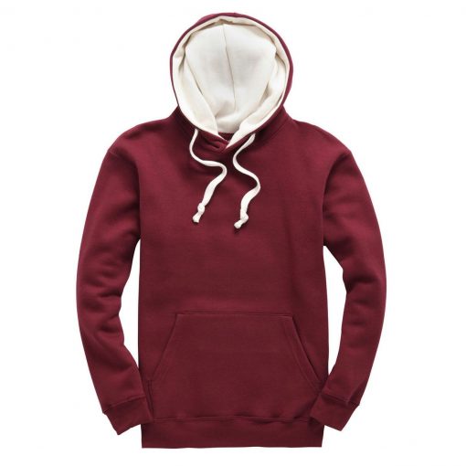 cottonridge W73 premium contrast hoodie burgundy ecru