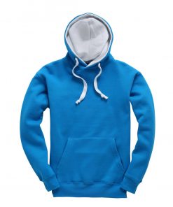 cottonridge W73 premium contrast hoodie electric blue white