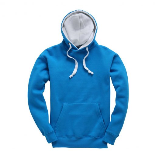 cottonridge W73 premium contrast hoodie electric blue white