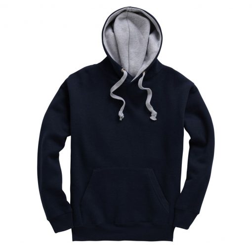 cottonridge W73 premium contrast hoodie navy grey