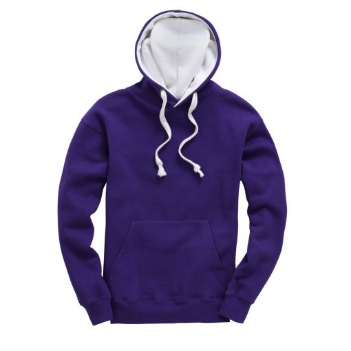 cottonridge W73 premium contrast hoodie purple white