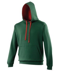 JH003 AWDis Varsity Hoodie bottle green fire red