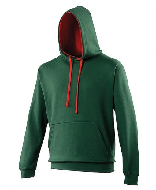 JH003 AWDis Varsity Hoodie bottle green fire red