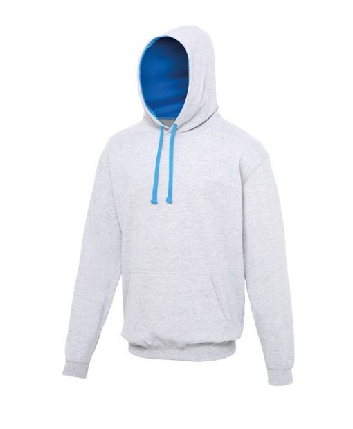 JH003 AWDis Varsity Hoodie heather grey / sapphire blue