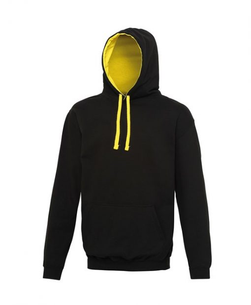 JH003 AWDis Varsity Hoodie jet black / sun yellow