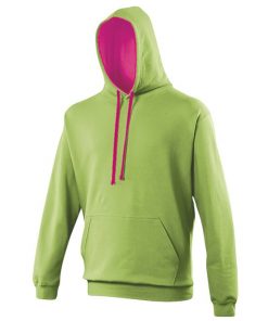 JH003 AWDis Varsity Hoodie lime green / magenta magic