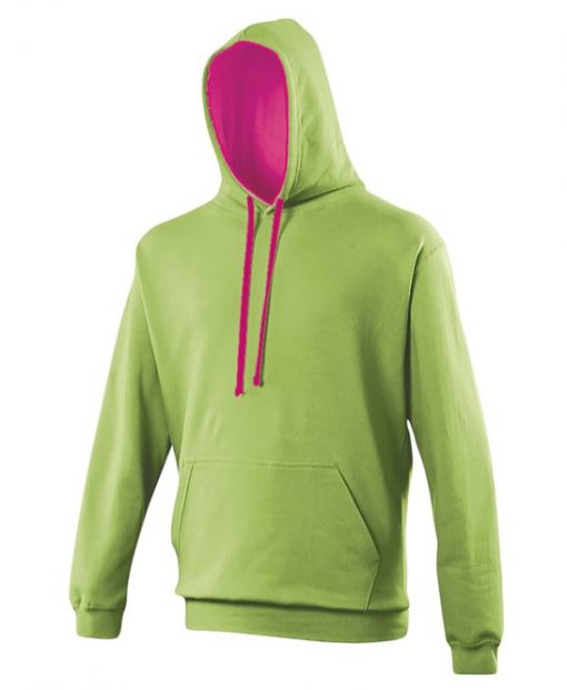 JH003 AWDis Varsity Hoodie lime green / magenta magic