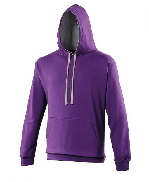 JH003 AWDis Varsity Hoodie purple / heather grey