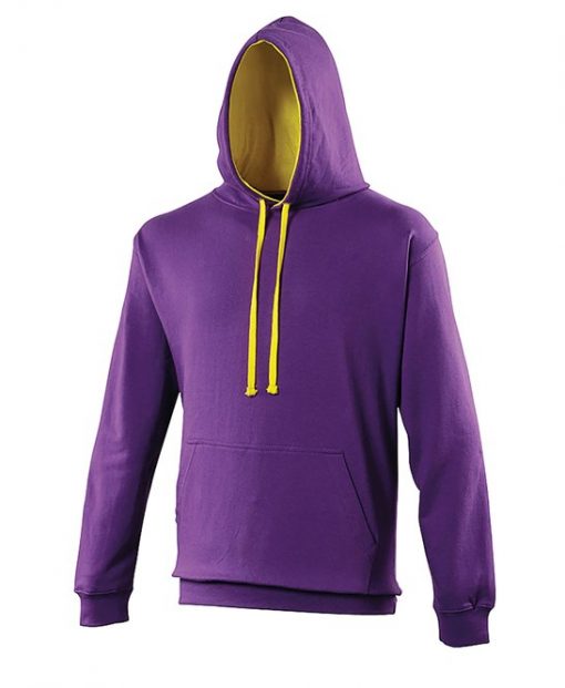 JH003 AWDis Varsity Hoodie - purple / sun yellow