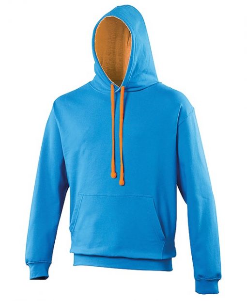 JH003 AWDis Varsity Hoodie - sapphire blue / orange crush