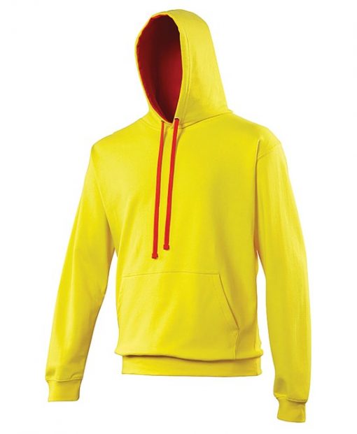 JH003 AWDis Varsity Hoodie sky sun yellow / fire red