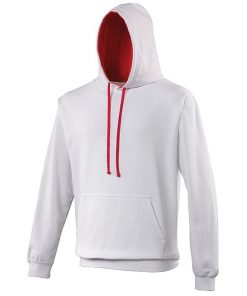 JH003 AWDis Varsity Hoodie arctic white hot pink