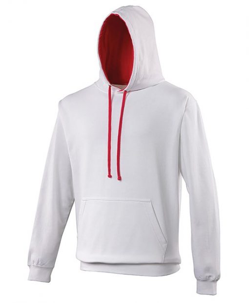 JH003 AWDis Varsity Hoodie arctic white hot pink