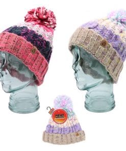 Heat MAchine Ladies Stripe Bobble Hat