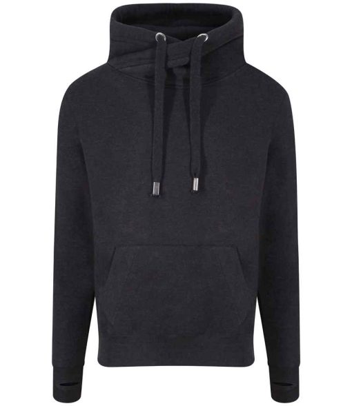 AWDis Cross Neck Hoodie black smoke