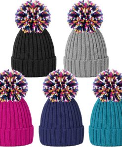 ladies rib knit bobble hat