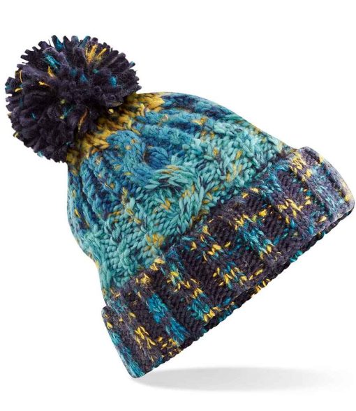 Beechfield Corscrew Pom Pom Beanie marina splash