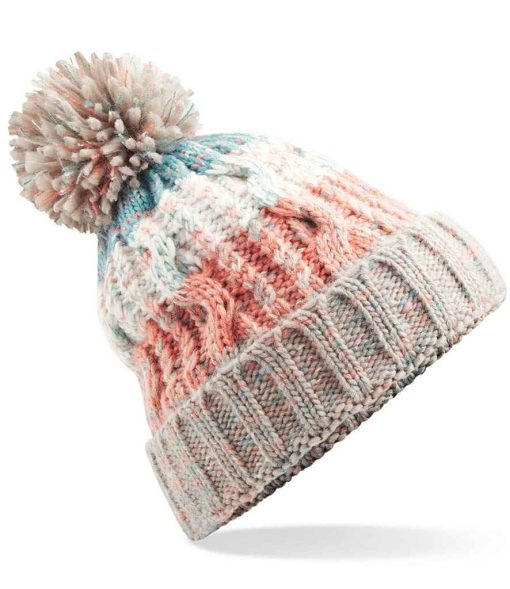 Beechfield Corscrew Pom Pom Beanie marina splash