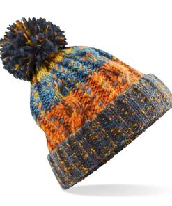 Beechfield Corscrew Pom Pom Beanie retro blues