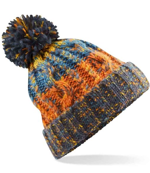 Beechfield Corscrew Pom Pom Beanie retro blues