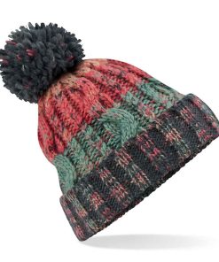 Beechfield Corscrew Pom Pom Beanie watermelon breeze