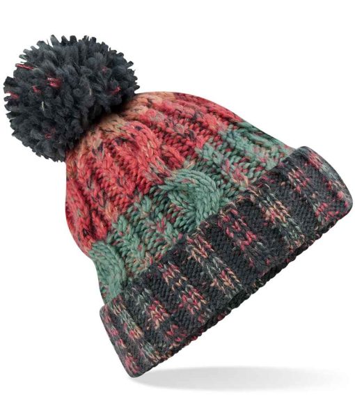 Beechfield Corscrew Pom Pom Beanie watermelon breeze