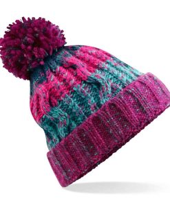 Beechfield Corscrew Pom Pom Beanie winter berries