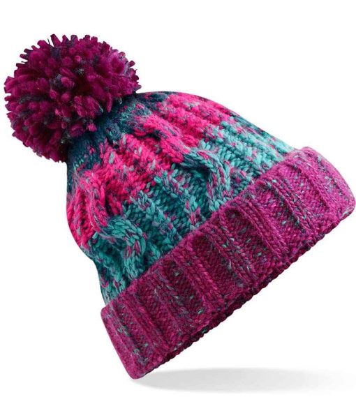 Beechfield Corscrew Pom Pom Beanie winter berries