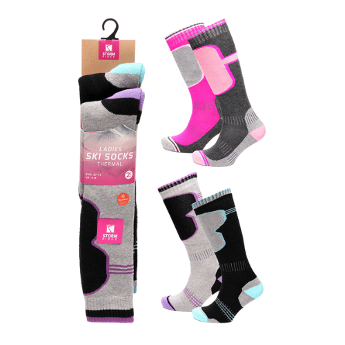 Hover to zoom Ladies 2 Pack Thermal Ski Socks