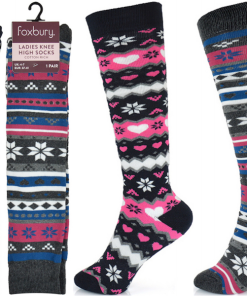 Ladies Fair-isle Knee High Equestrian Wellington Boot Socks