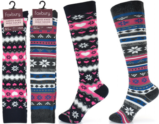 Ladies Fair-isle Knee High Equestrian Wellington Boot Socks